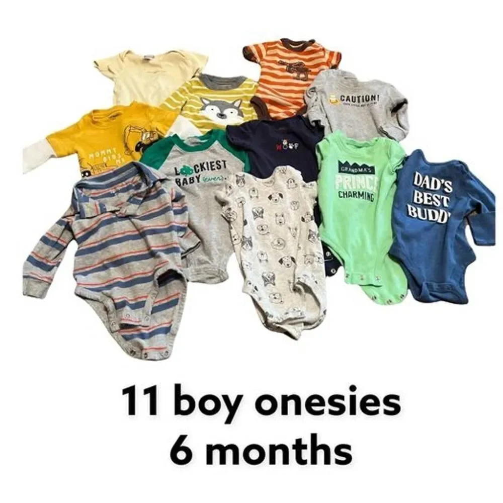 Bundle of 11 Baby Boy One pieces Sz 6 Months Variety Brands #V181